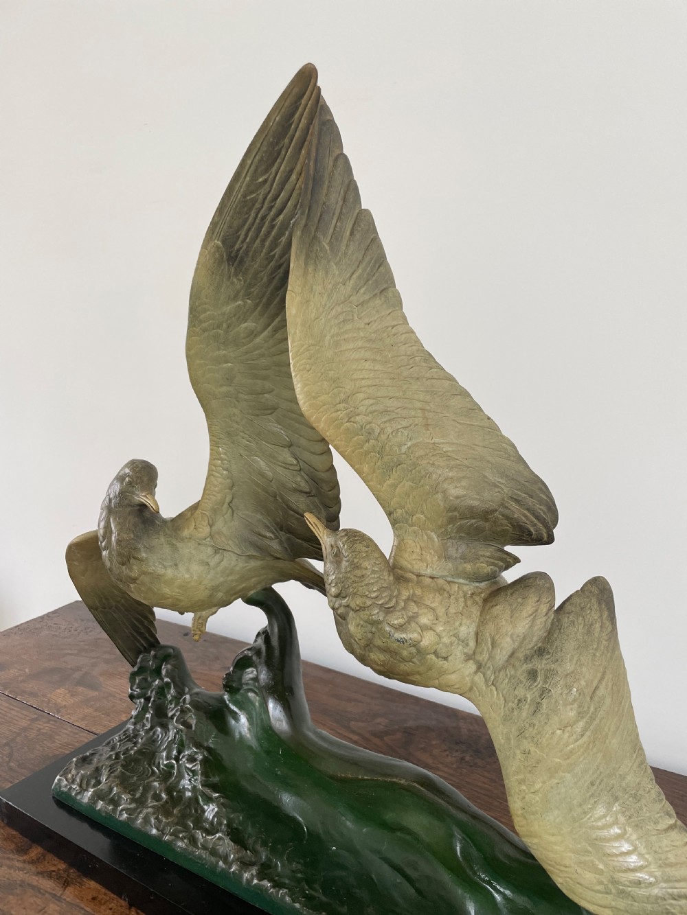 Large Art Deco spelter group of seagulls  View VIII