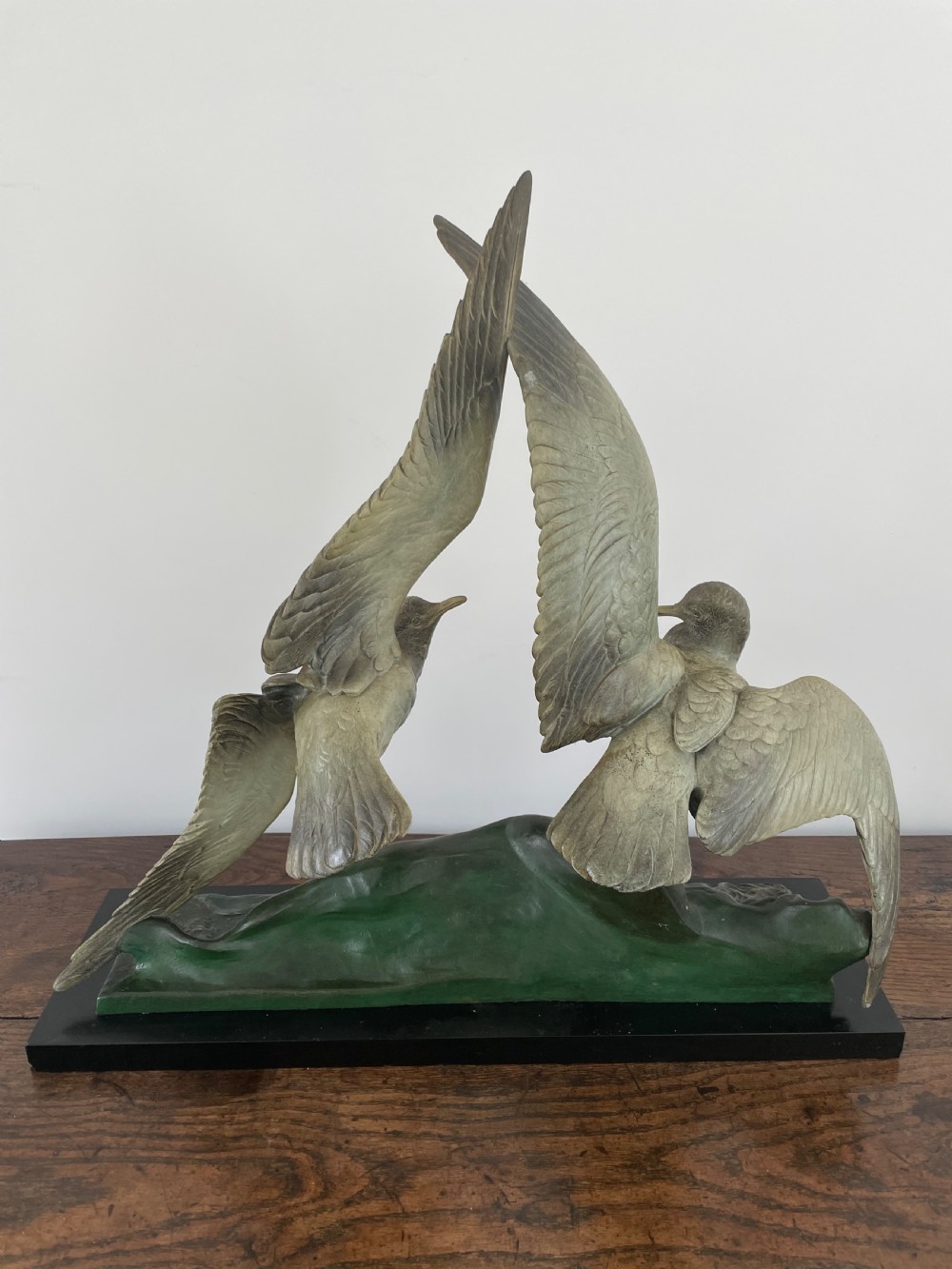 Large Art Deco spelter group of seagulls  View IX