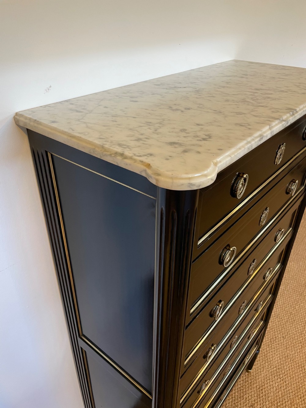 Ebonised Louis XVI style semainier /chest of drawers  View III