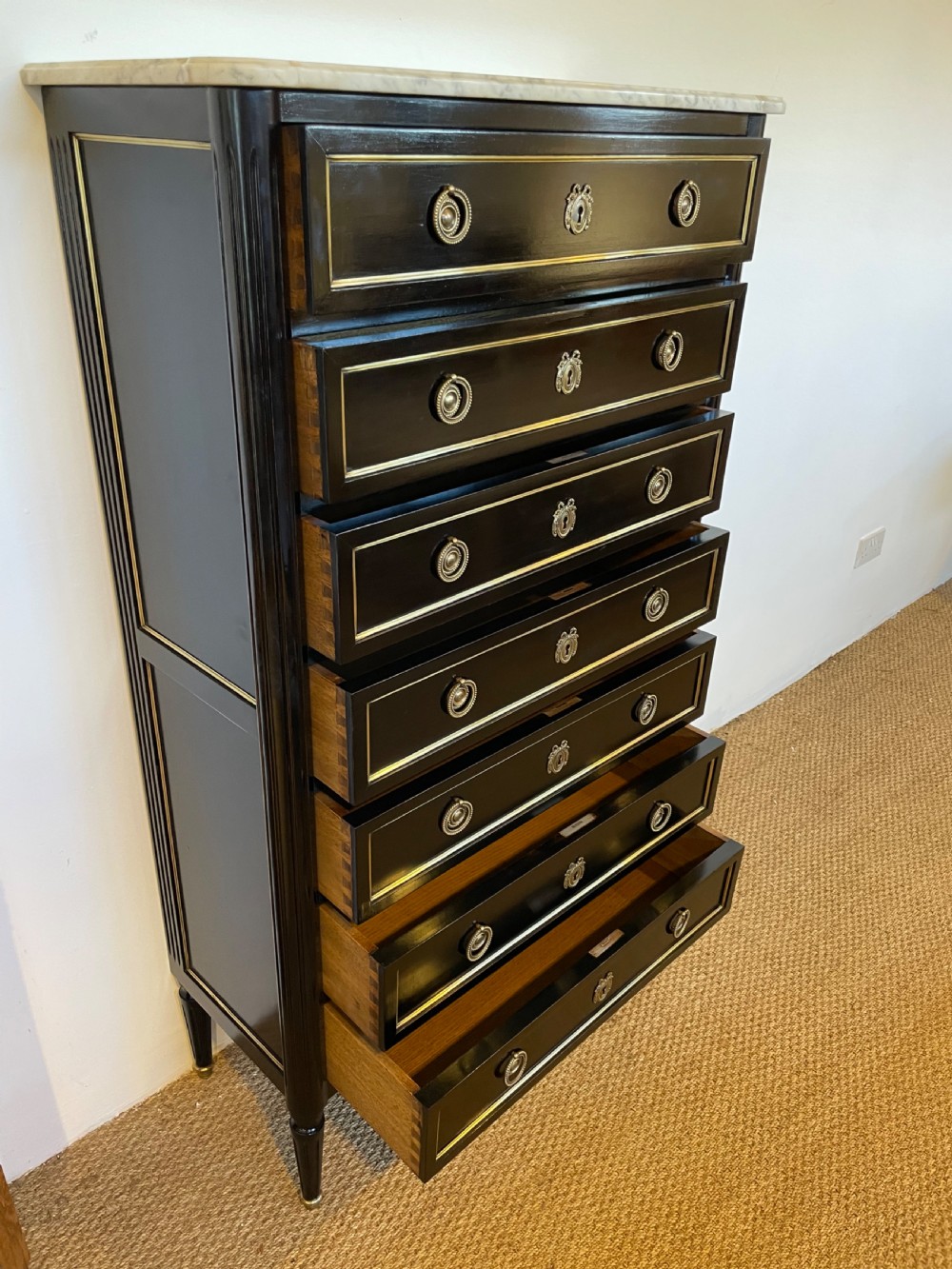 Ebonised Louis XVI style semainier /chest of drawers  View IV