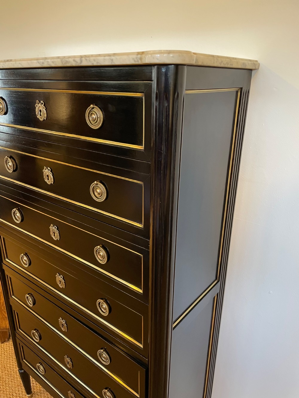 Ebonised Louis XVI style semainier /chest of drawers  View V