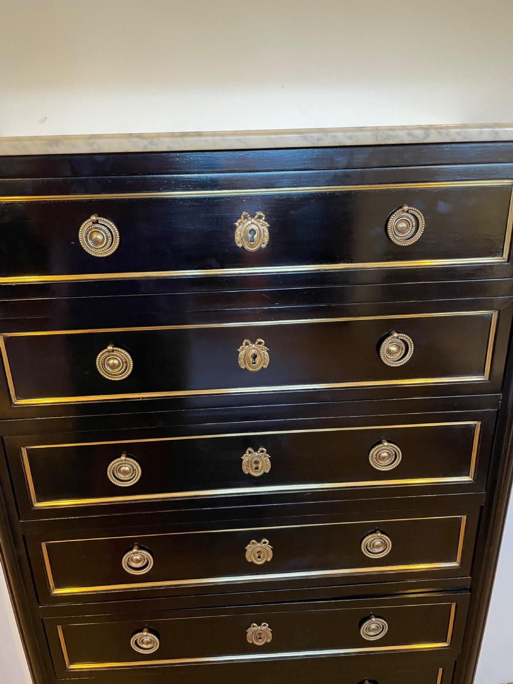 Ebonised Louis XVI style semainier /chest of drawers  View VI