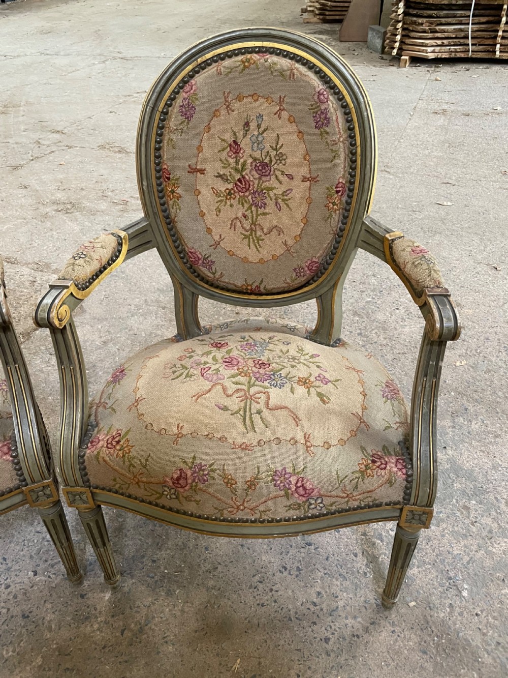 Pair of French chairs with original tapestry View II