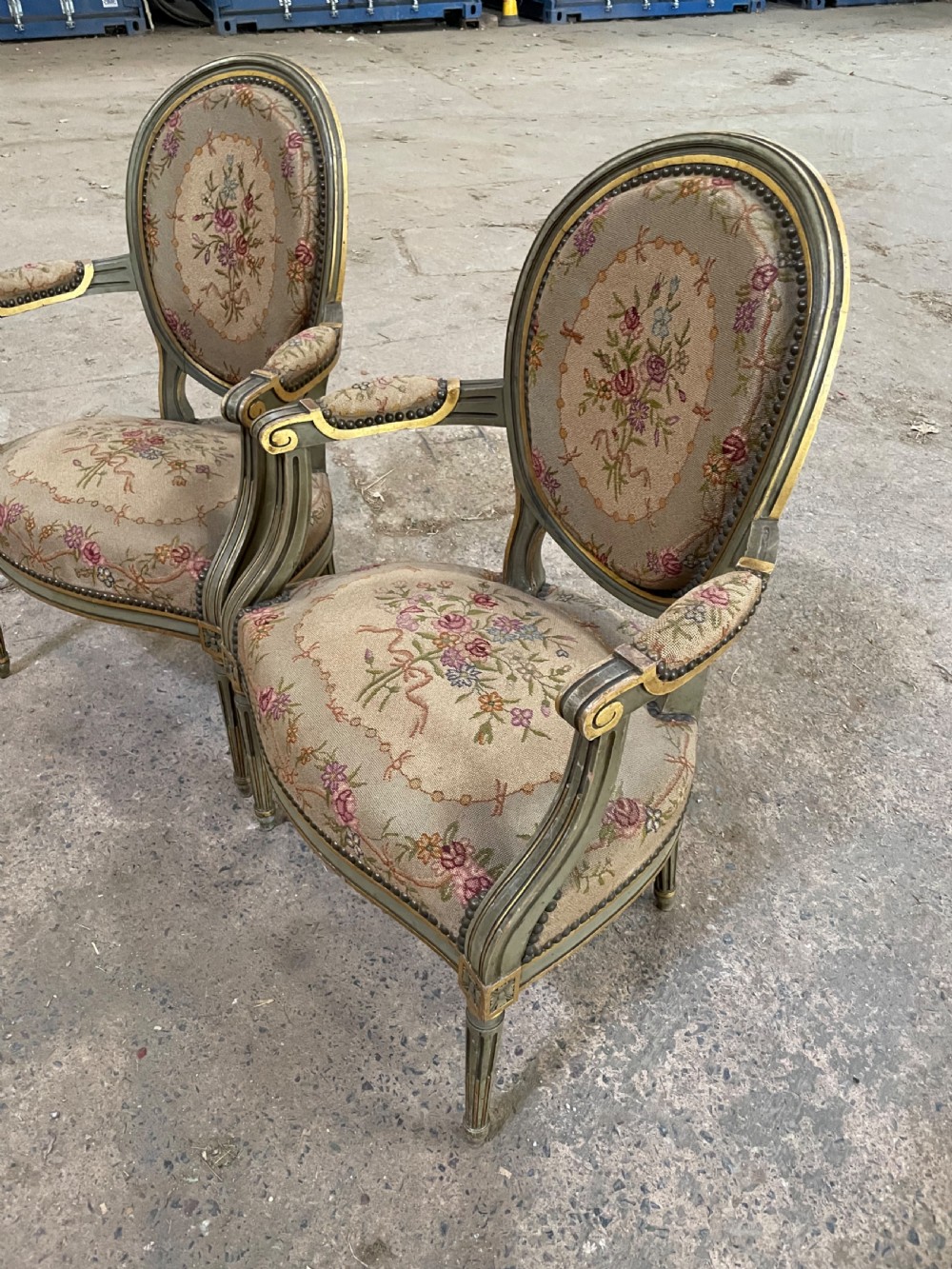 Pair of French chairs with original tapestry View III