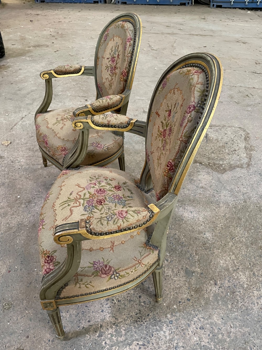Pair of French chairs with original tapestry View V