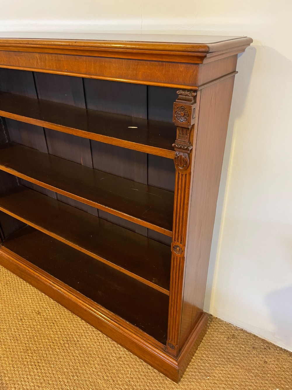 Late Victorian mahogany open bookcase  View III
