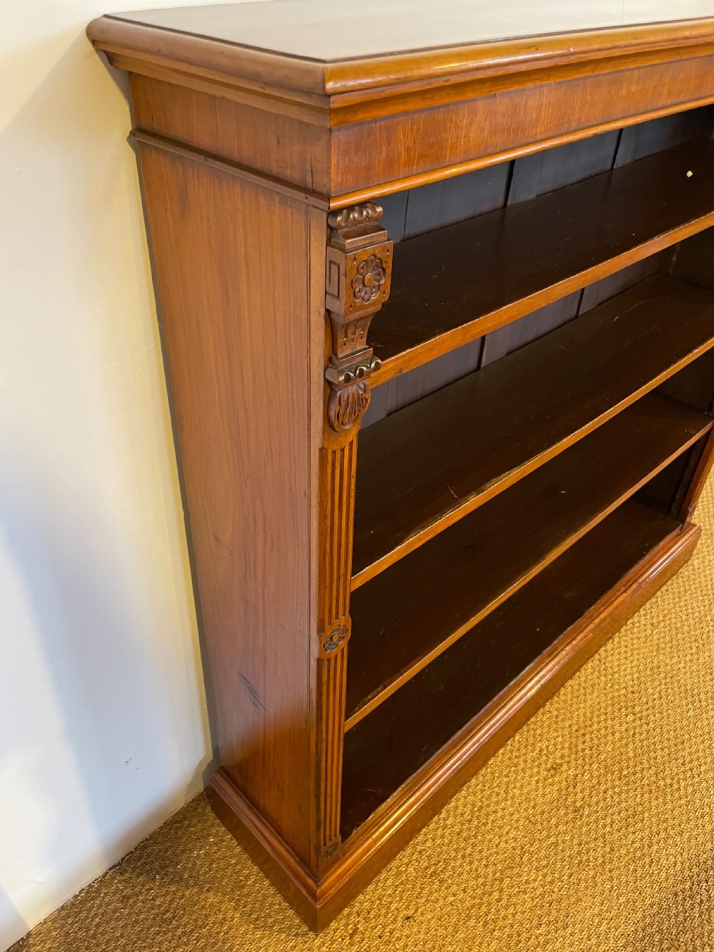 Late Victorian mahogany open bookcase  View IV