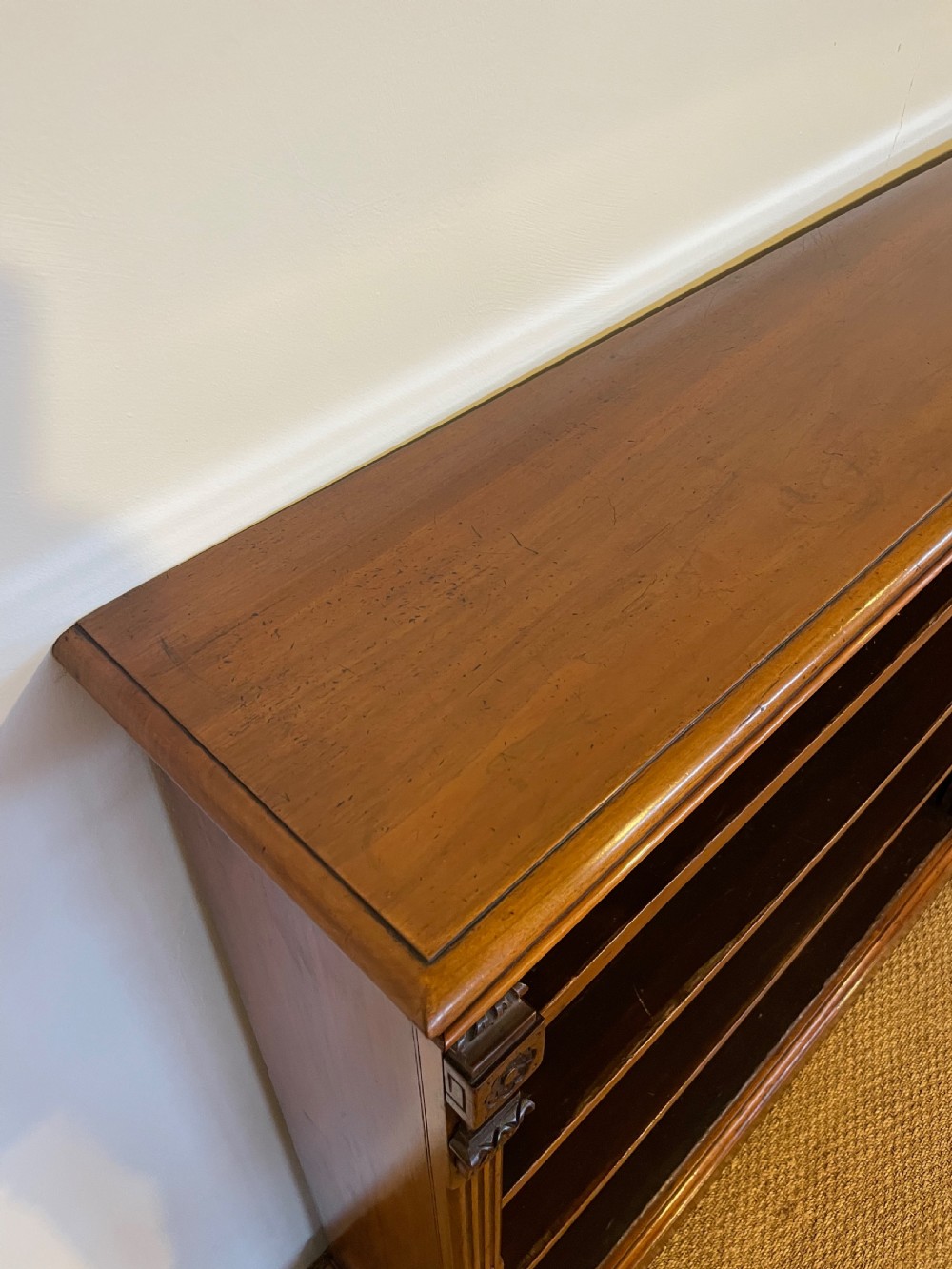 Late Victorian mahogany open bookcase  View V