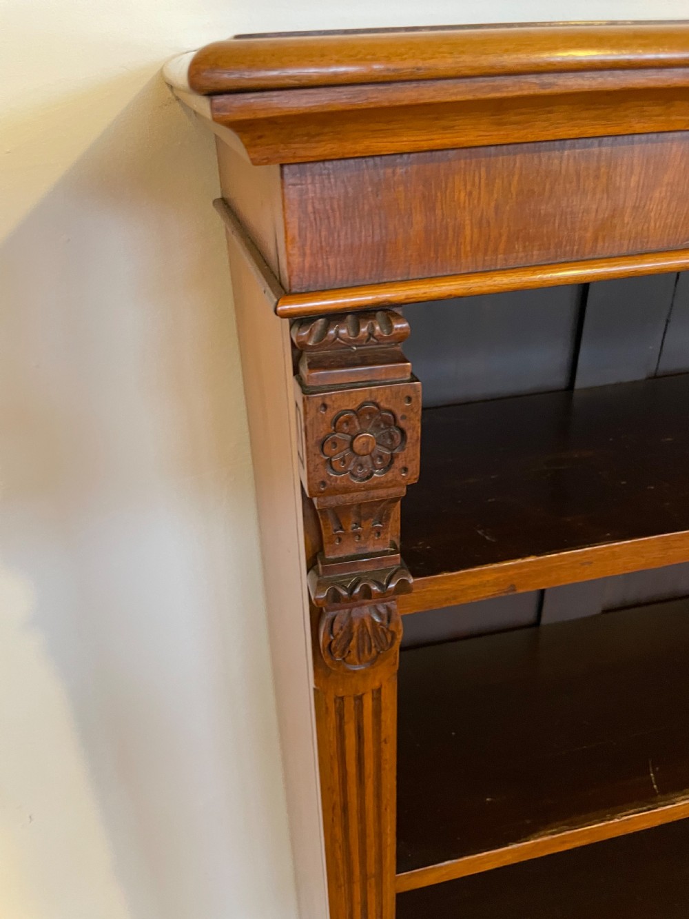 Late Victorian mahogany open bookcase  View VI