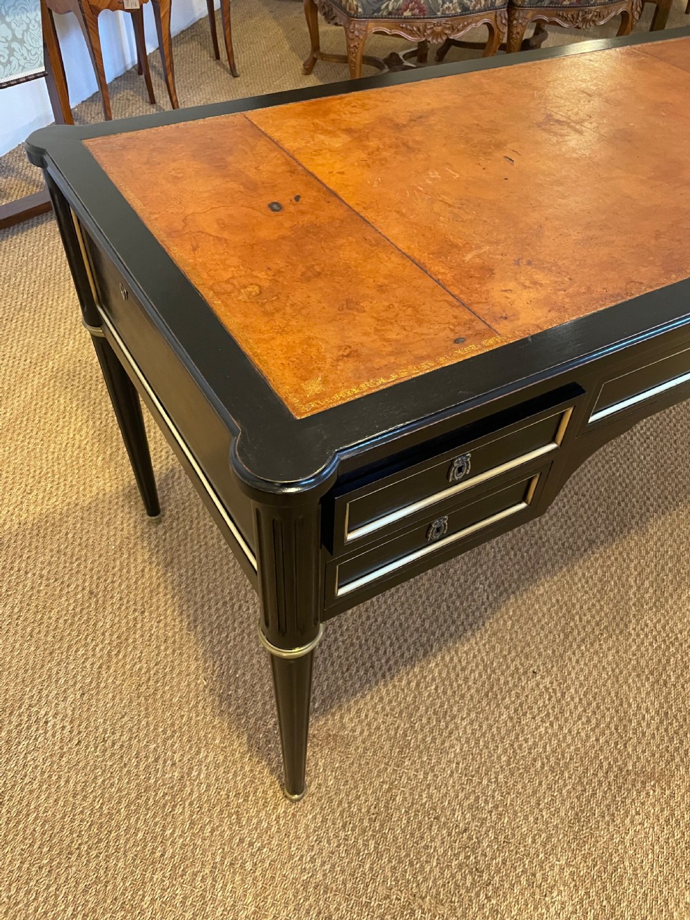 Louis XVI style ebonised writing desk  View II