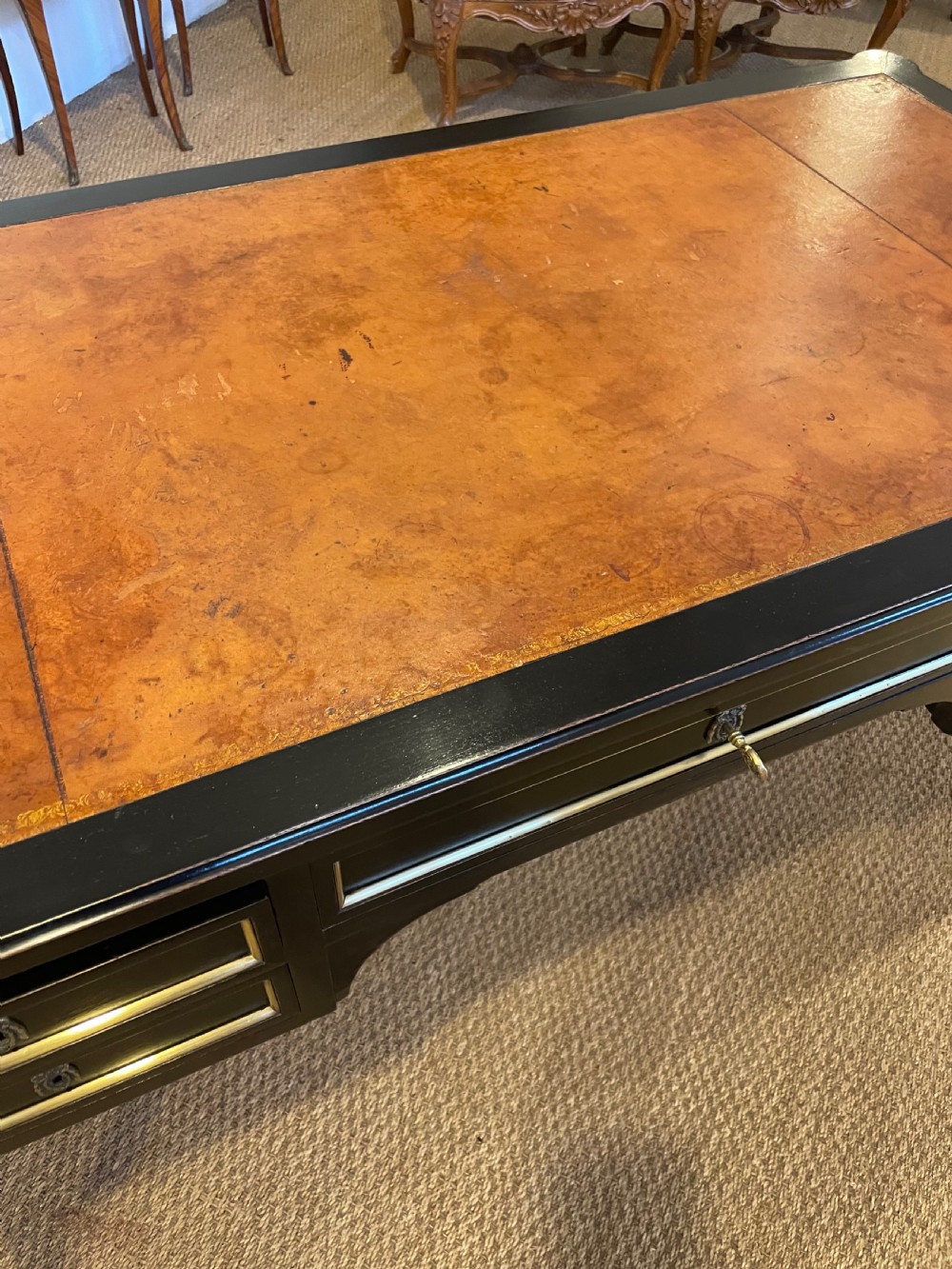 Louis XVI style ebonised writing desk  View III