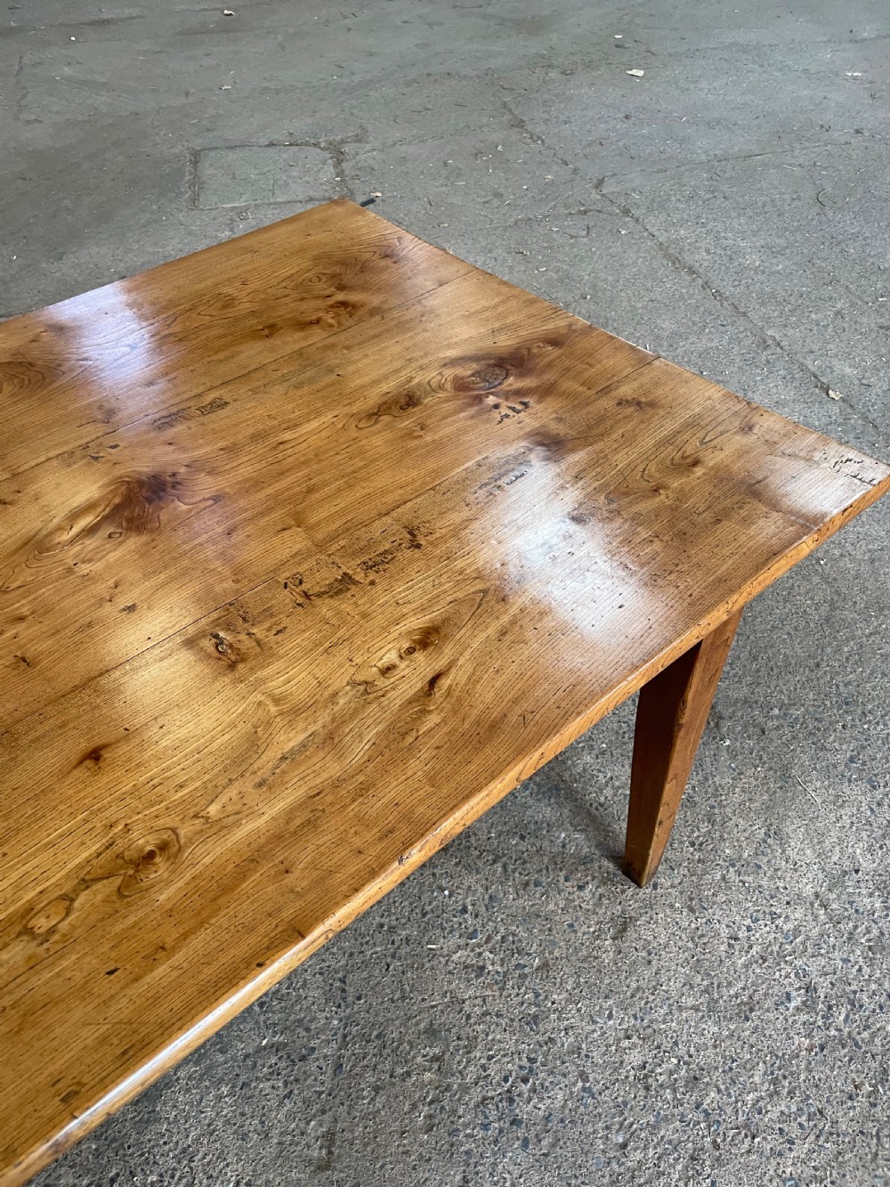Large elm farmhouse table  View V