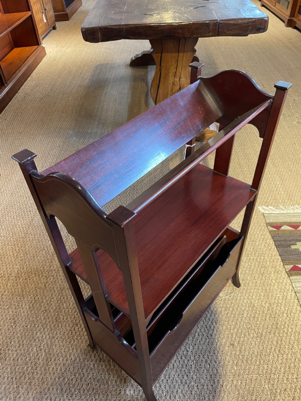 Edwardian book trough, magazine rack View II