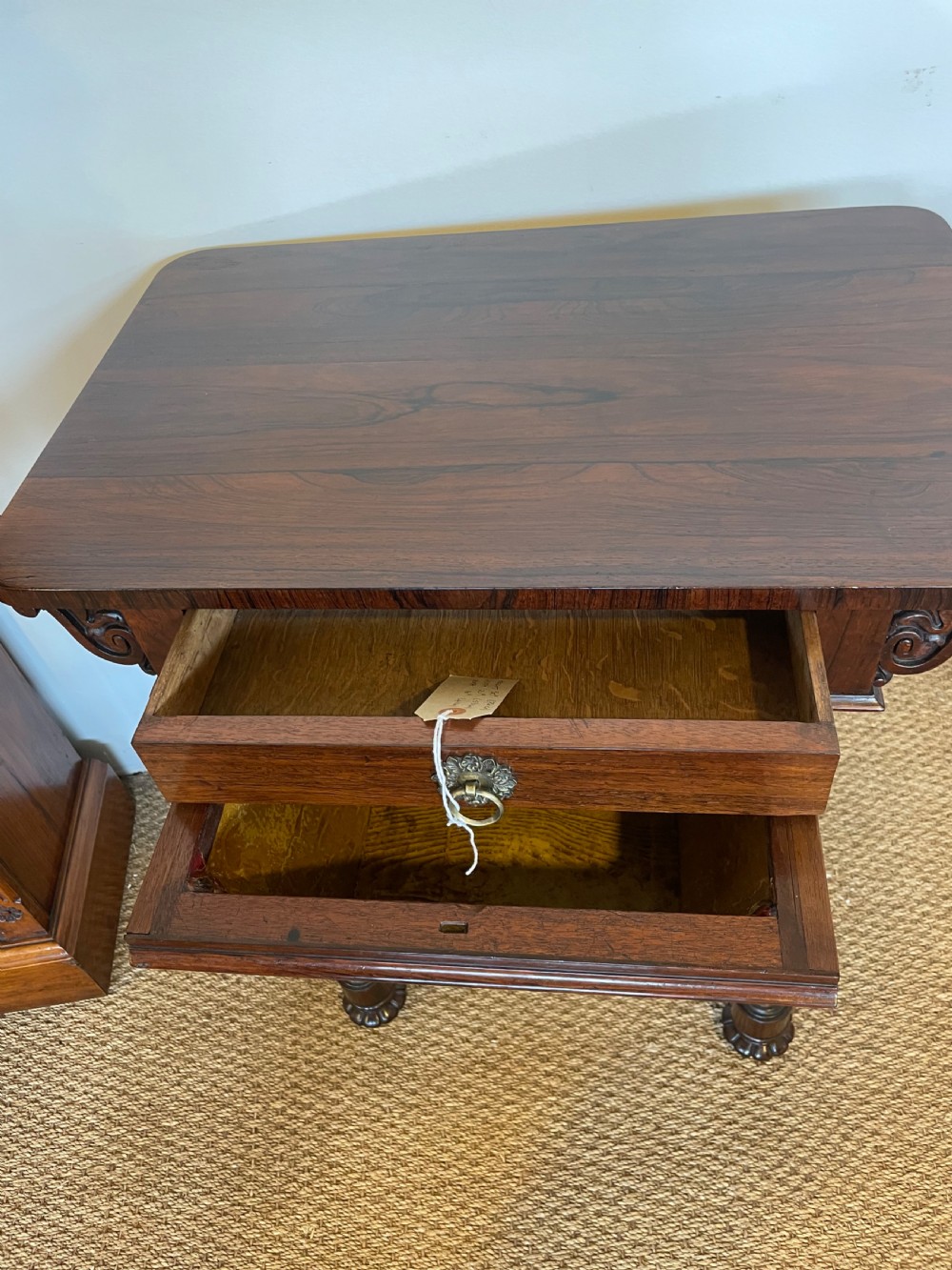 Antique rosewood sewing table / lamp table View V