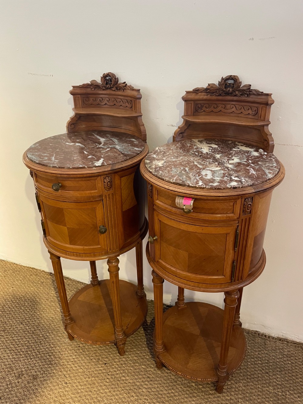 Pair of walnut bedside cabinets  View III