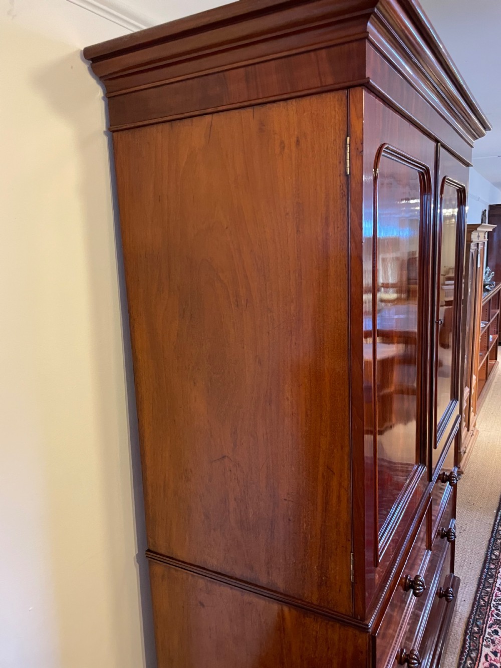 Victorian flame mahogany linen press  View IX