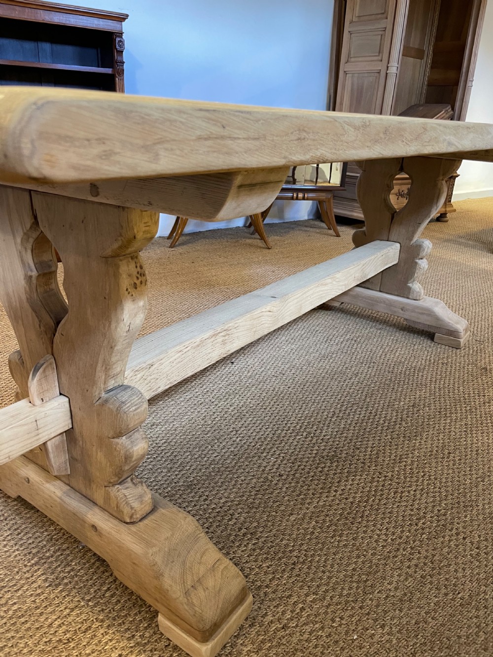 Scrubbed oak refectory table  View III