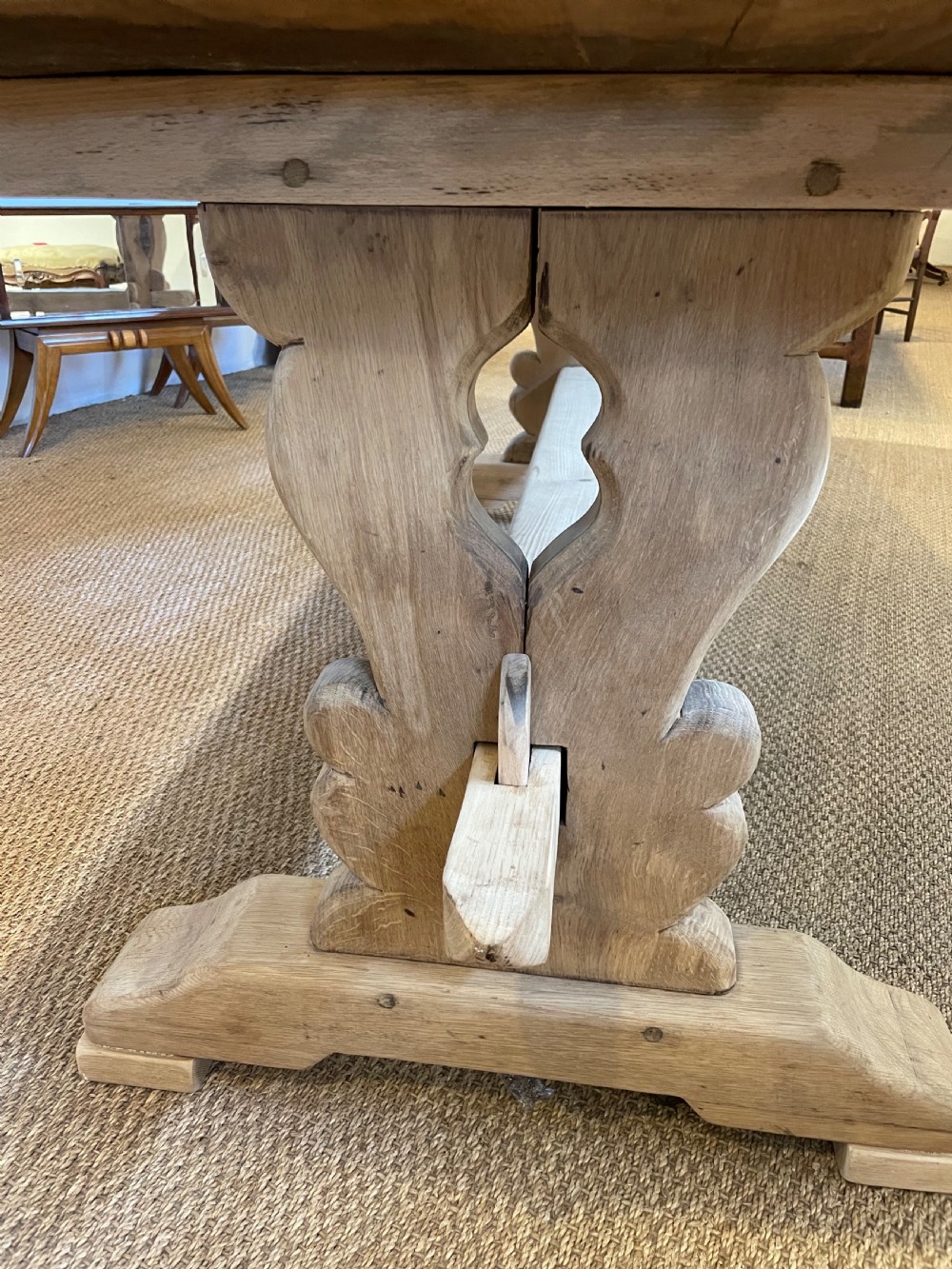 Scrubbed oak refectory table  View V