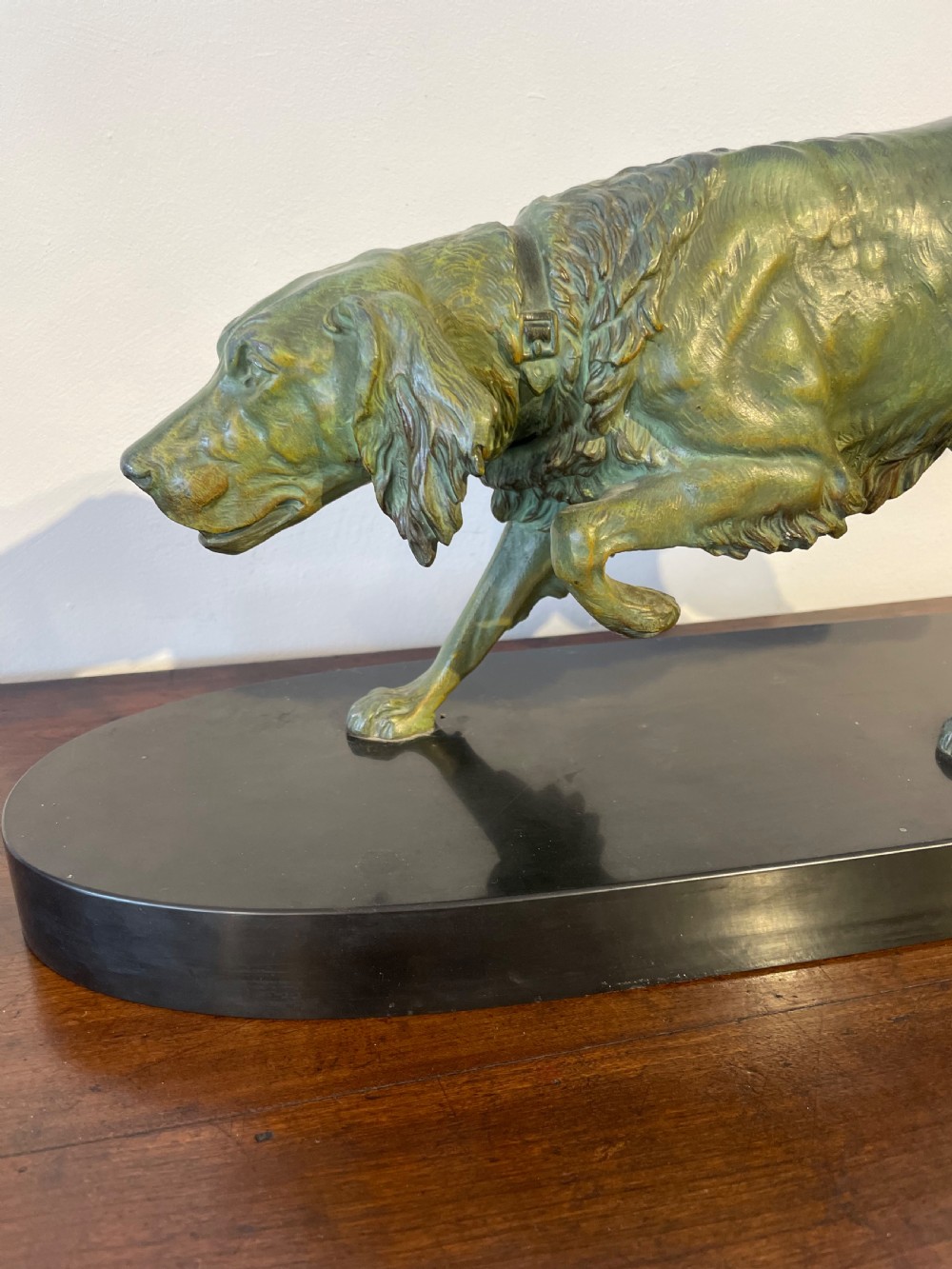 Art Deco spelter retriever  View II