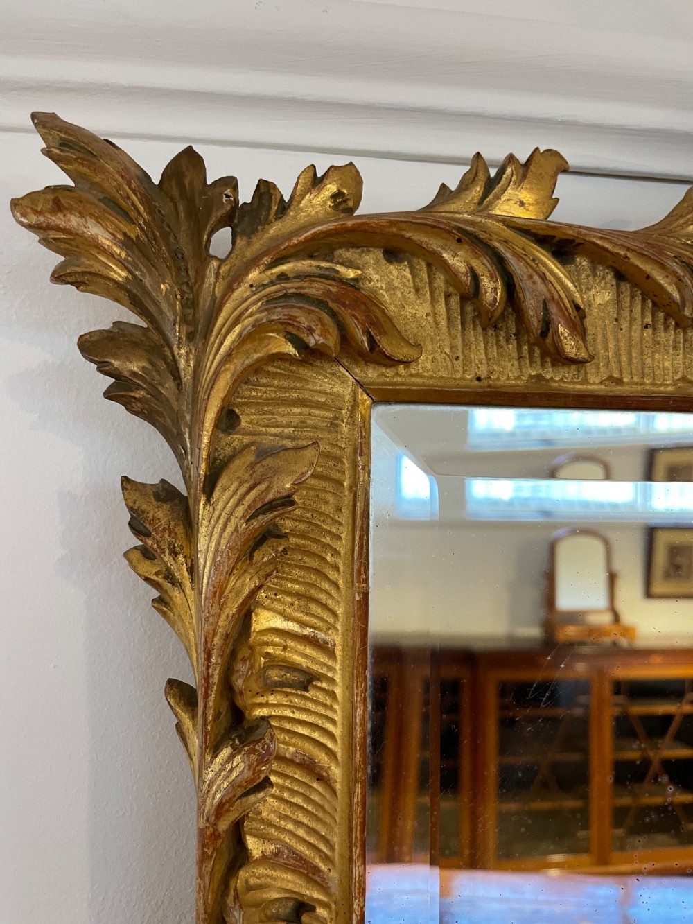 Small antique carved wooden gilt mirror  View III