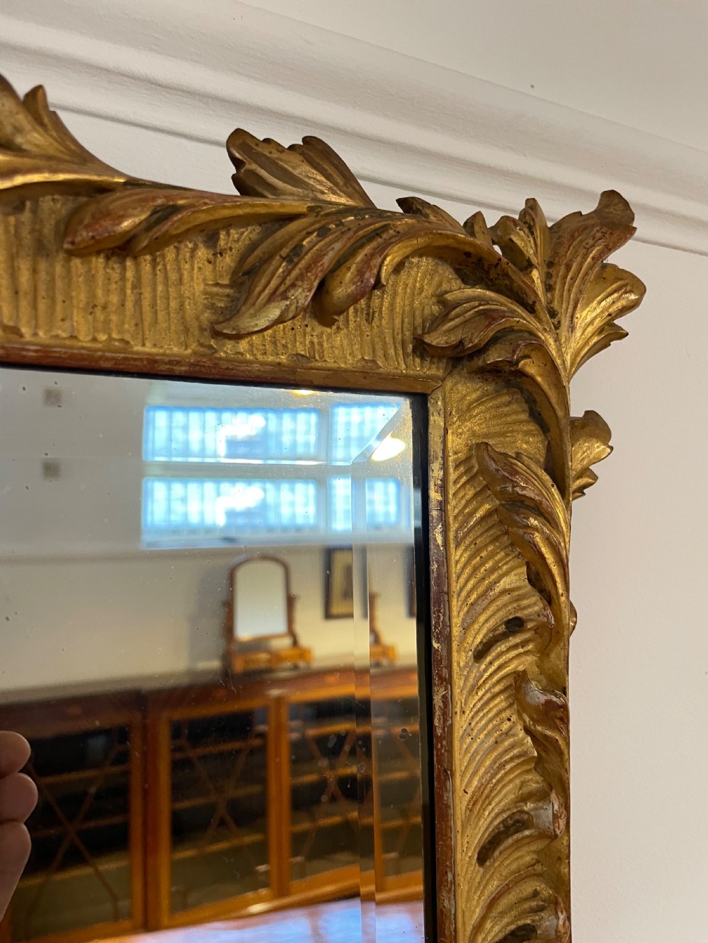 Small antique carved wooden gilt mirror  View IV