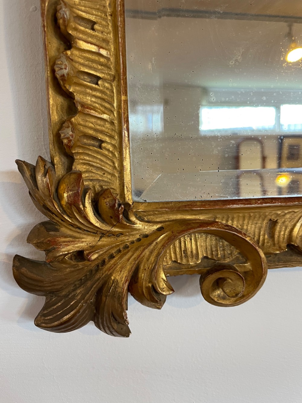 Small antique carved wooden gilt mirror  View VI