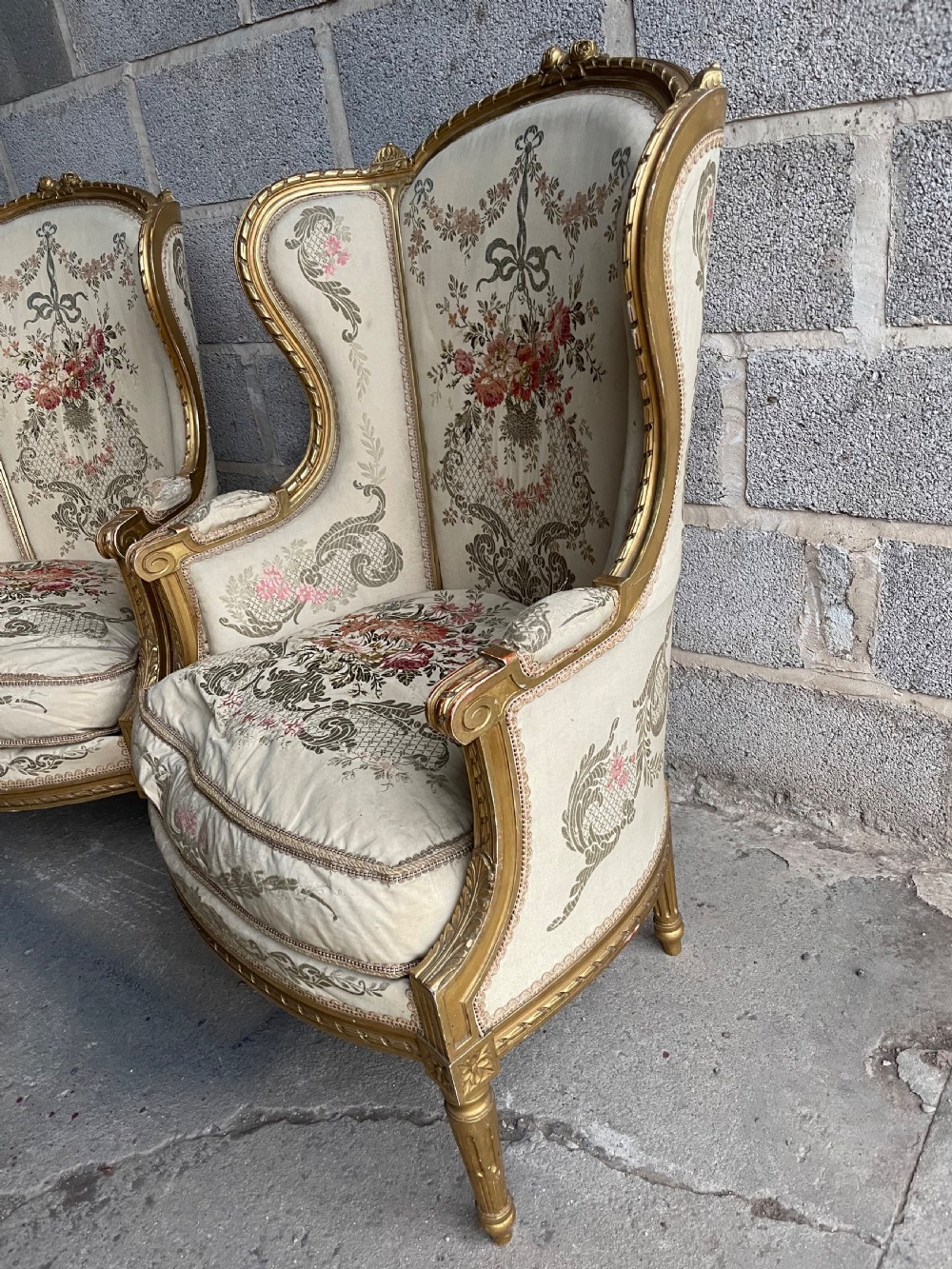 Pair of gilt wood fauteuils / arm chairs  View III