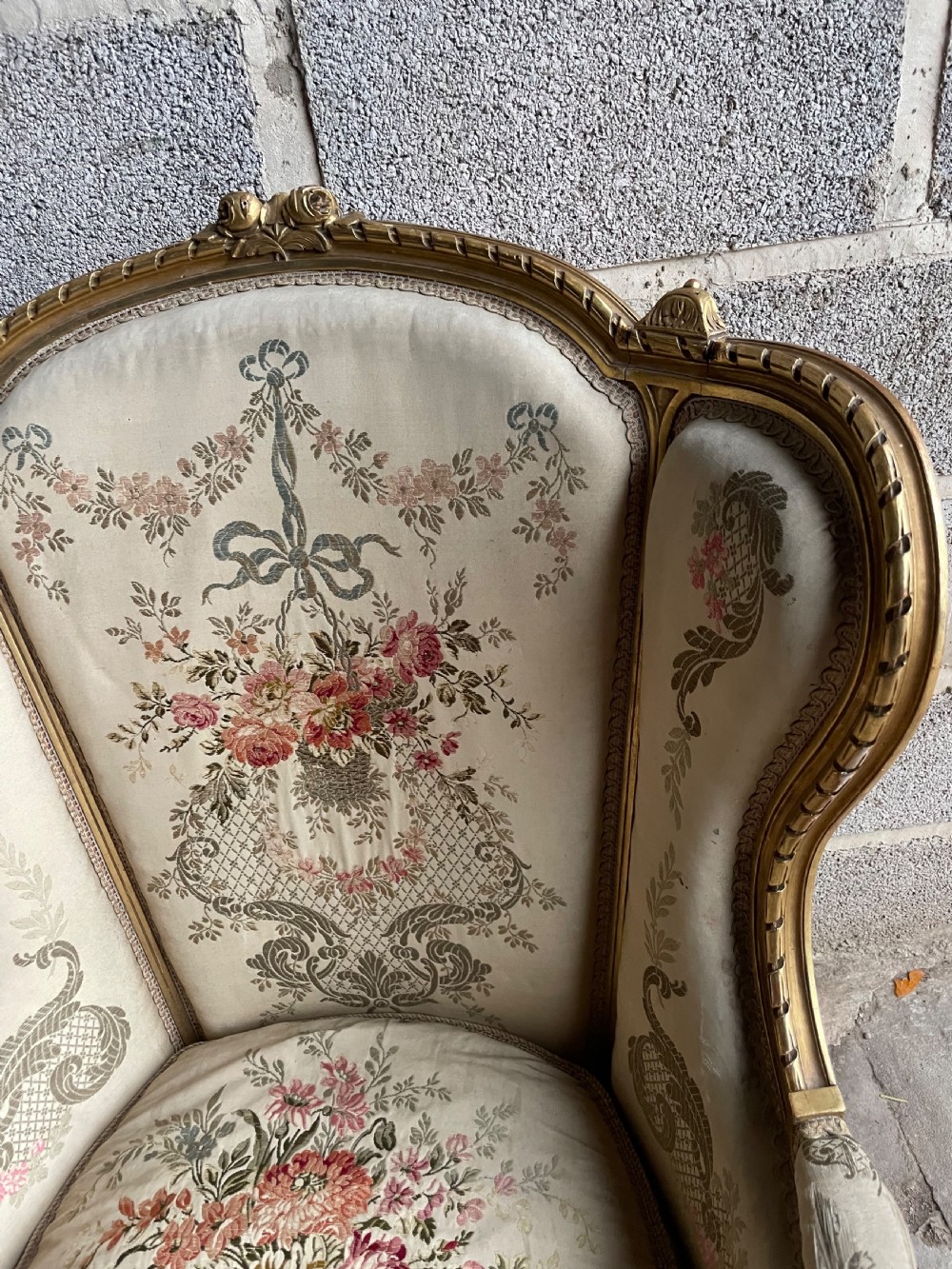Pair of gilt wood fauteuils / arm chairs  View V