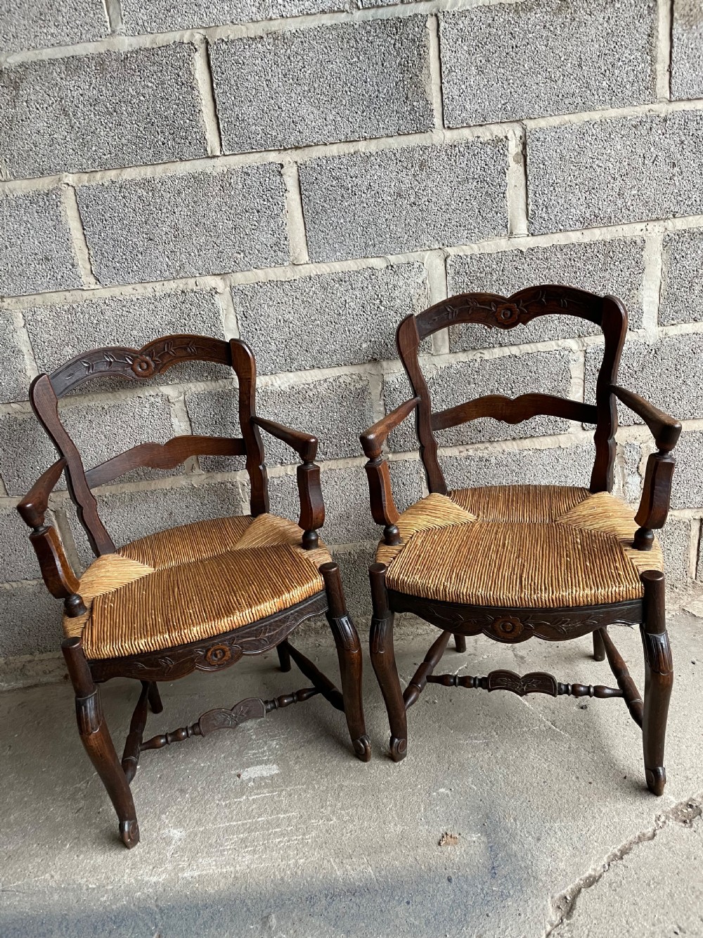 Pair of oak country chairs 