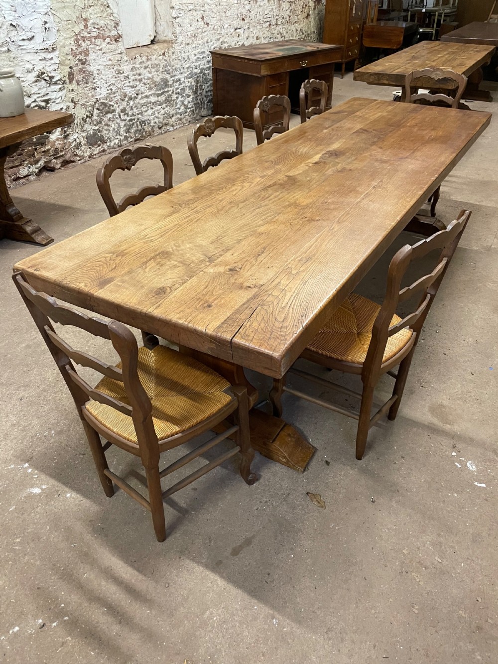 Large oak refectory table 2.95 meters  View X