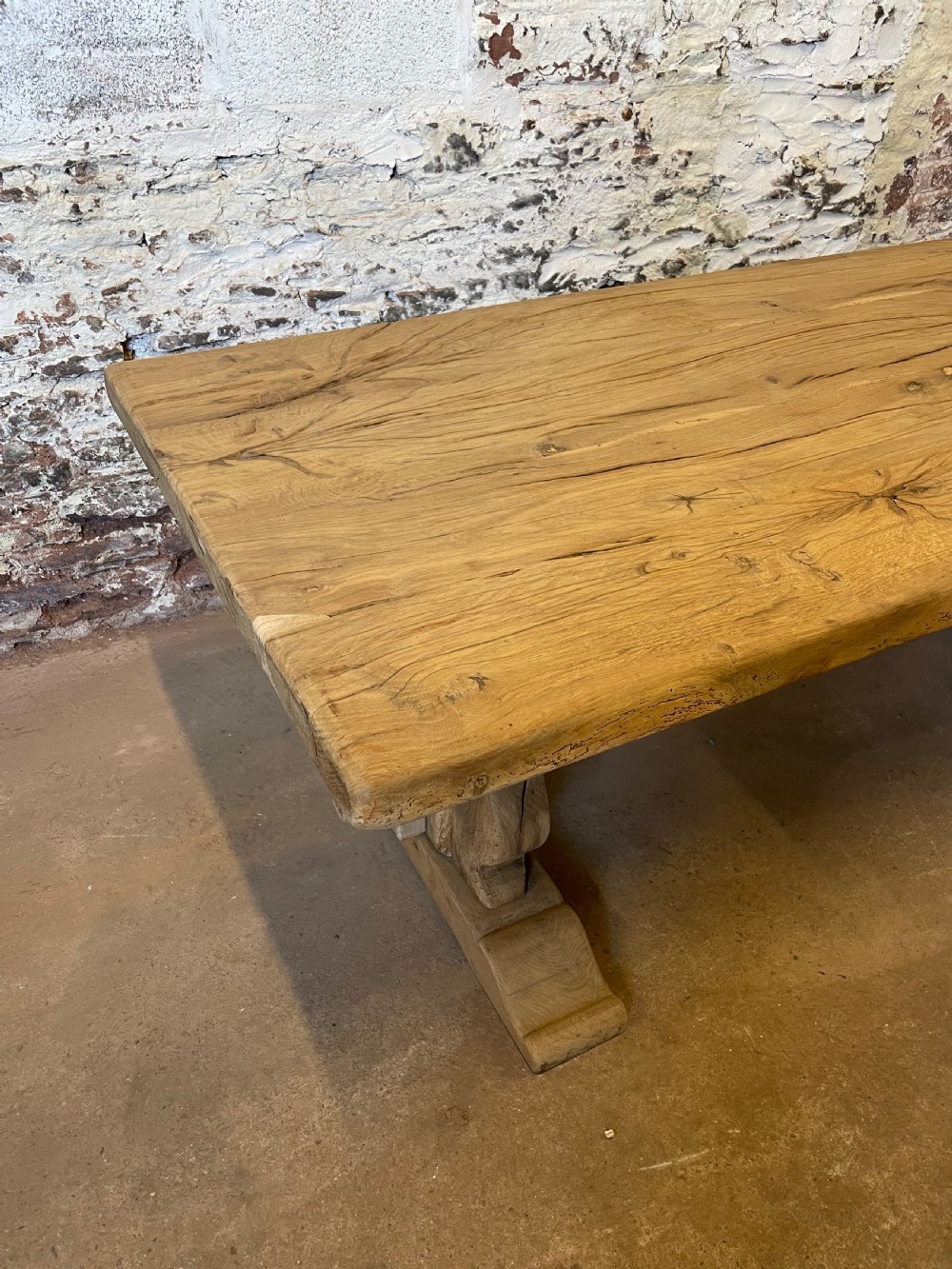 Scrubbed oak refectory table  View II