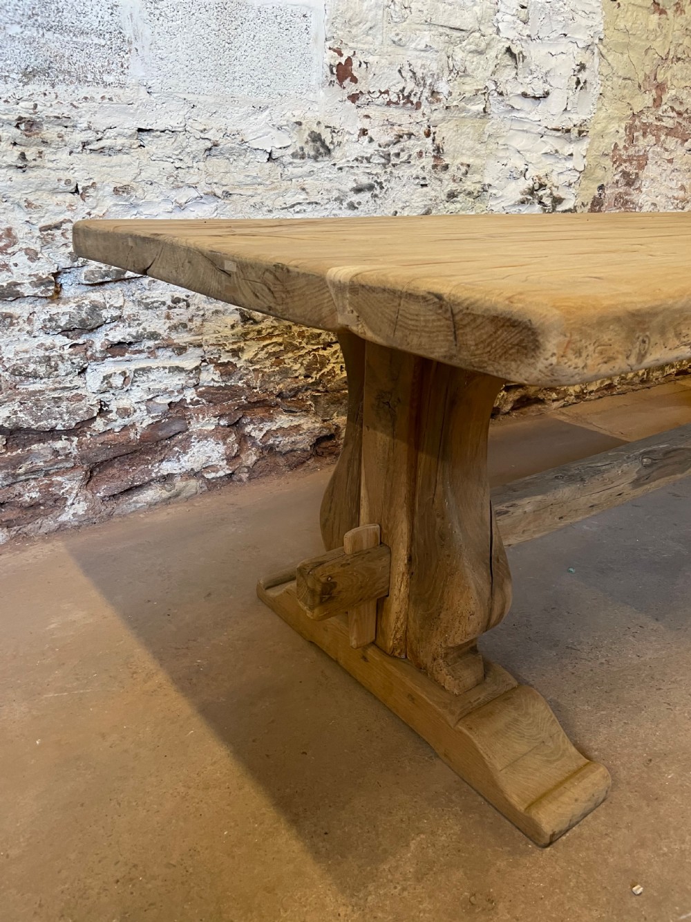 Scrubbed oak refectory table  View III