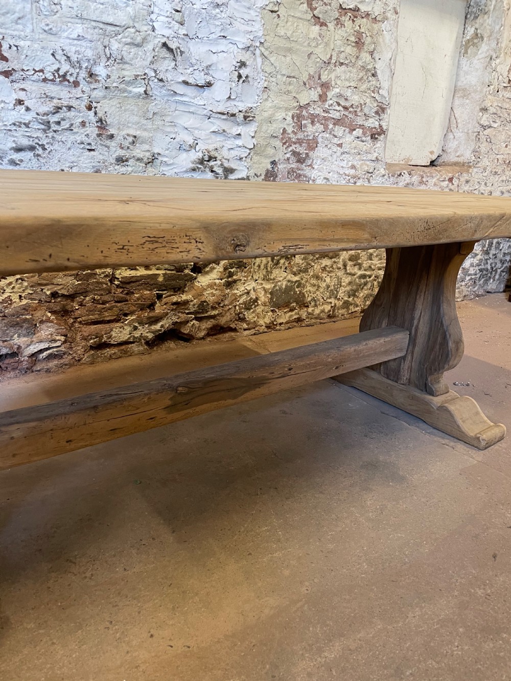 Scrubbed oak refectory table  View V