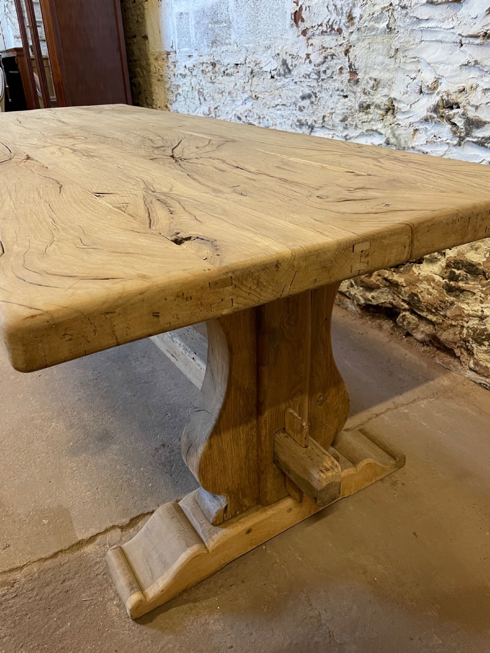 Scrubbed oak refectory table  View XI