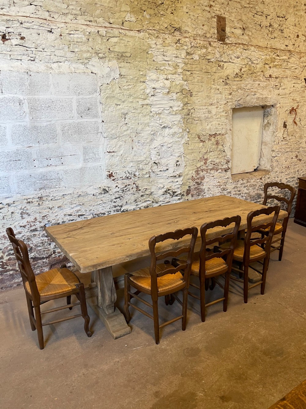 Scrubbed oak refectory table  View XIII