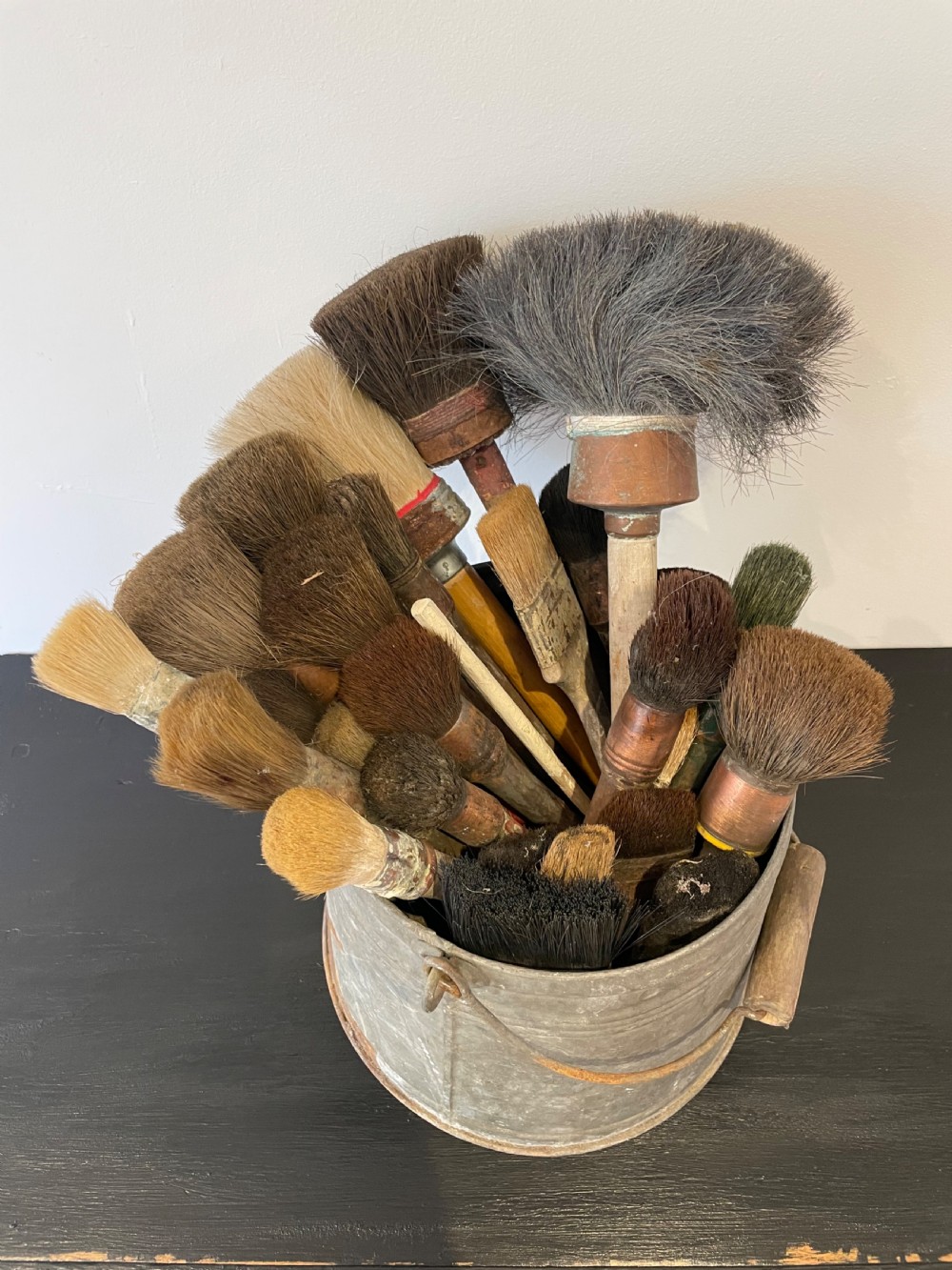 Collection of  paint brushes ina zinc bucket  View V