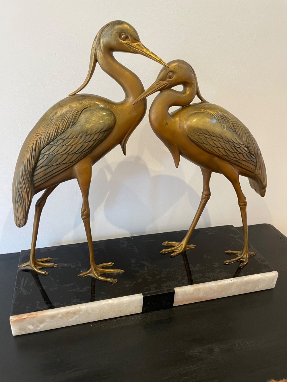 Art Deco spelter sculpture of 2 Herons 