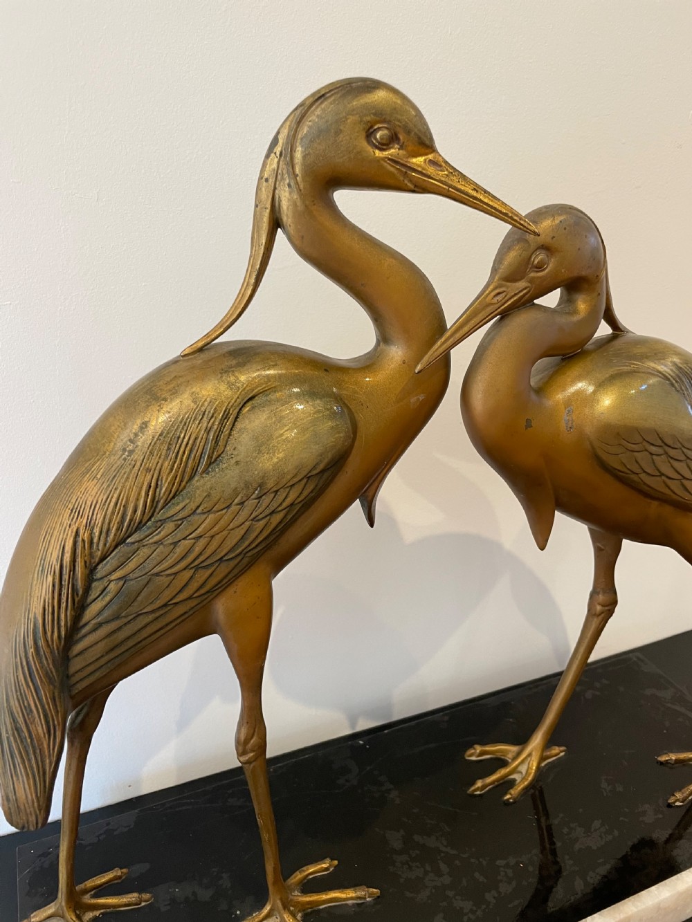 Art Deco spelter sculpture of 2 Herons  View II