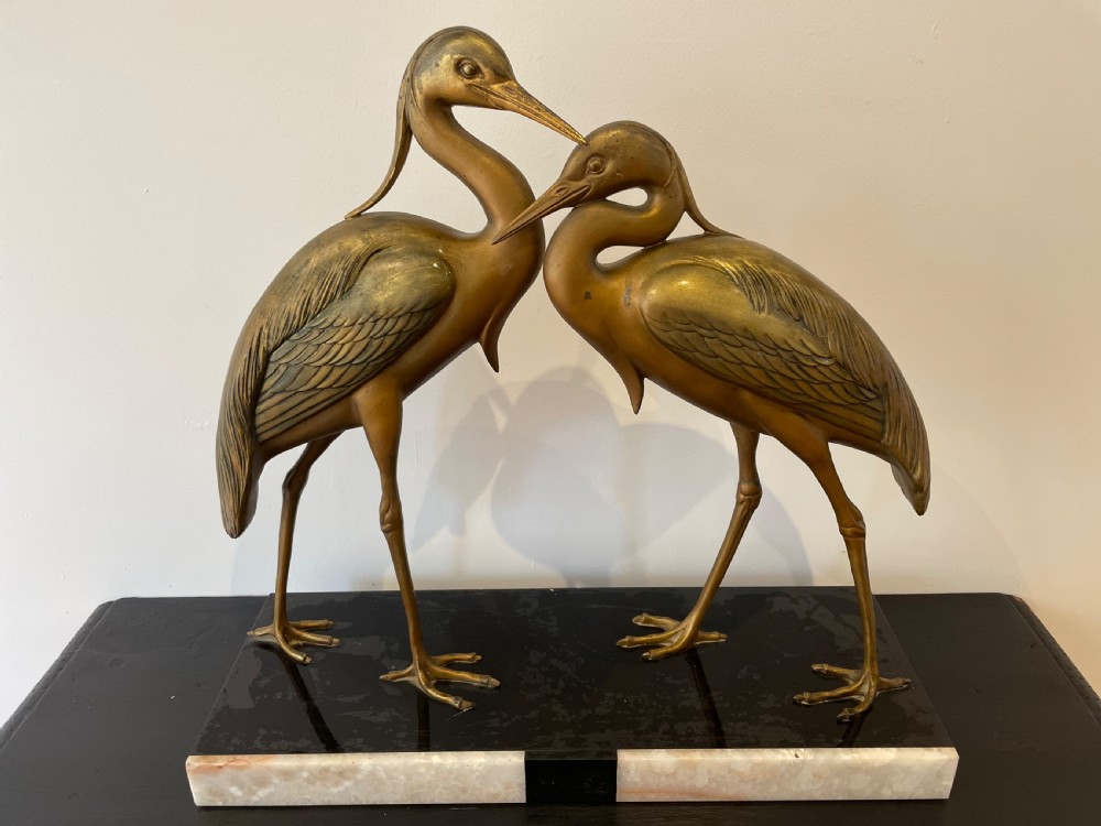 Art Deco spelter sculpture of 2 Herons  View VI
