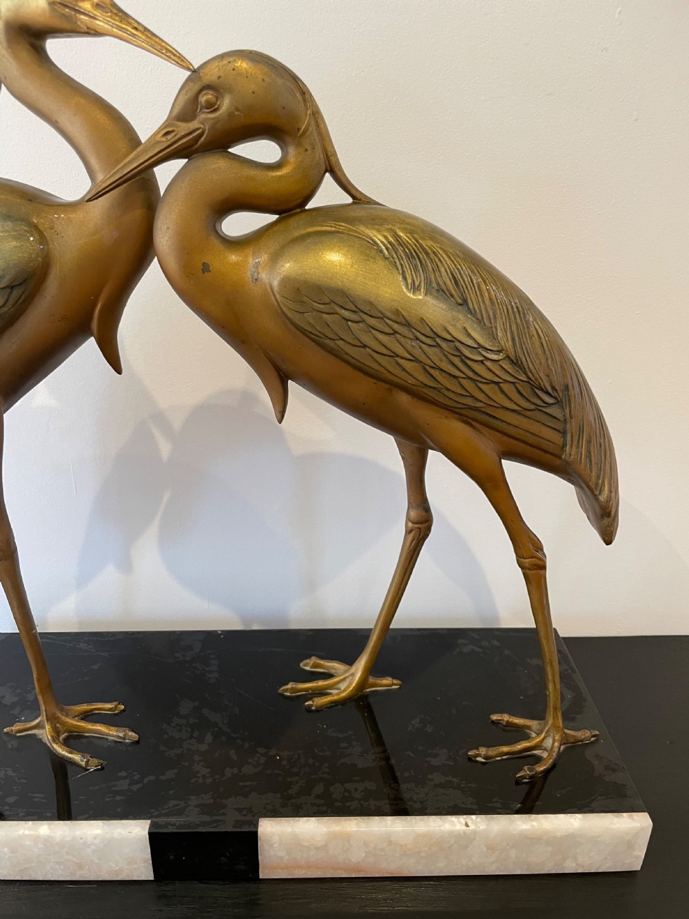 Art Deco spelter sculpture of 2 Herons  View VII