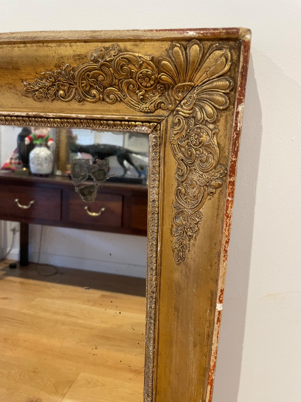 Early 19th French over mantle mirror  View II
