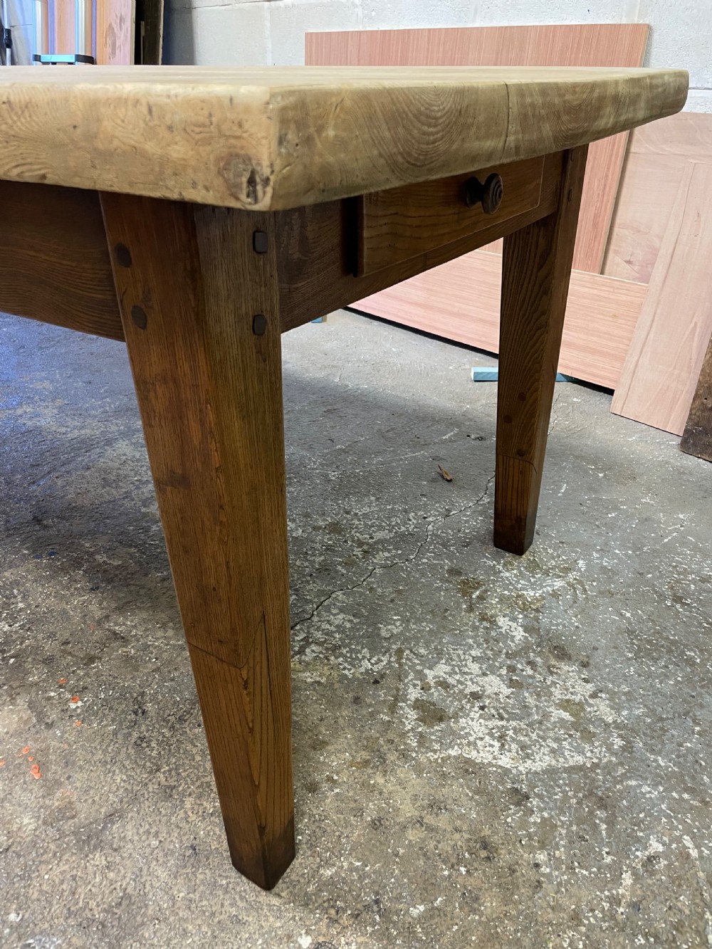 3m scrubbed topped Elm farmhouse table  View VI