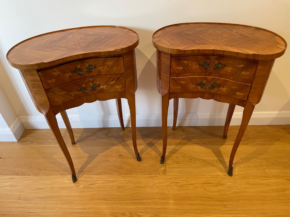 Pair of kidney shaped bedside cabinets  View II