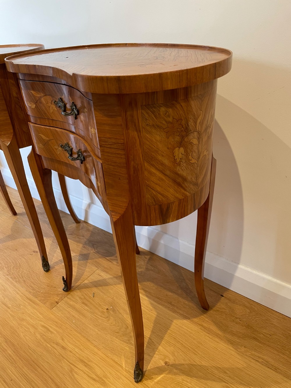 Pair of kidney shaped bedside cabinets  View IV