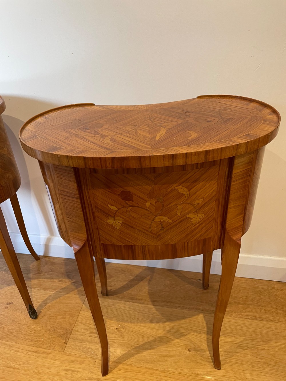 Pair of kidney shaped bedside cabinets  View V