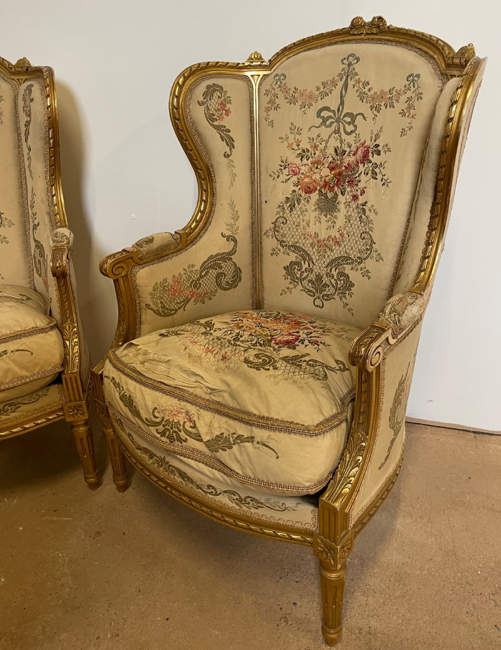 Pair of gilt wood fauteuils / arm chairs View II