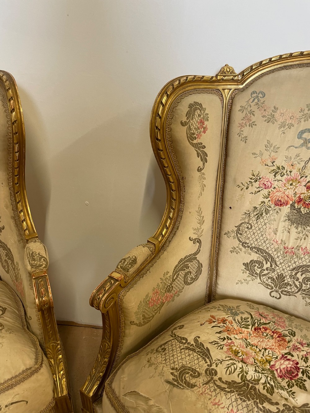 Pair of gilt wood fauteuils / arm chairs View III