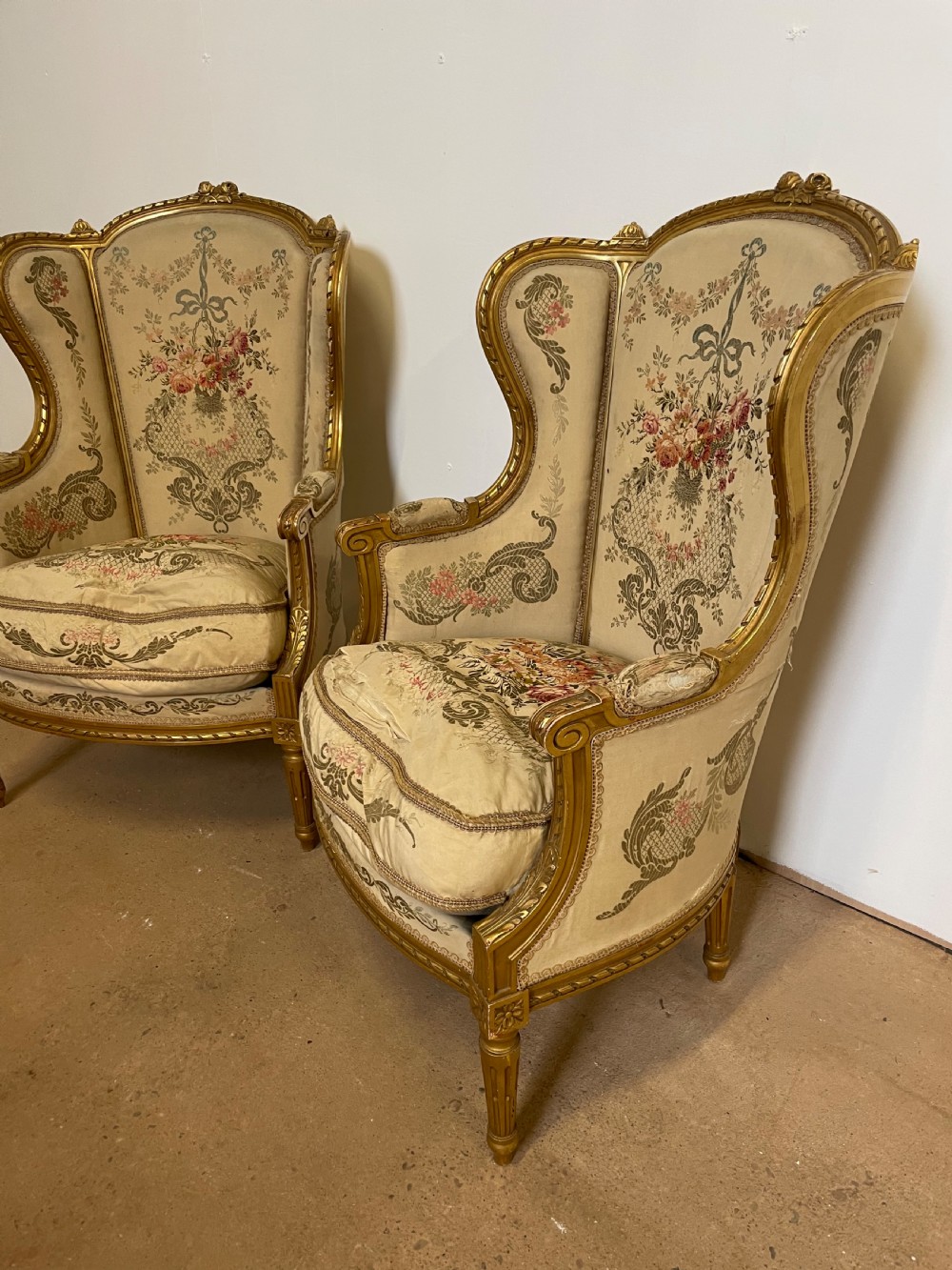 Pair of gilt wood fauteuils / arm chairs View V