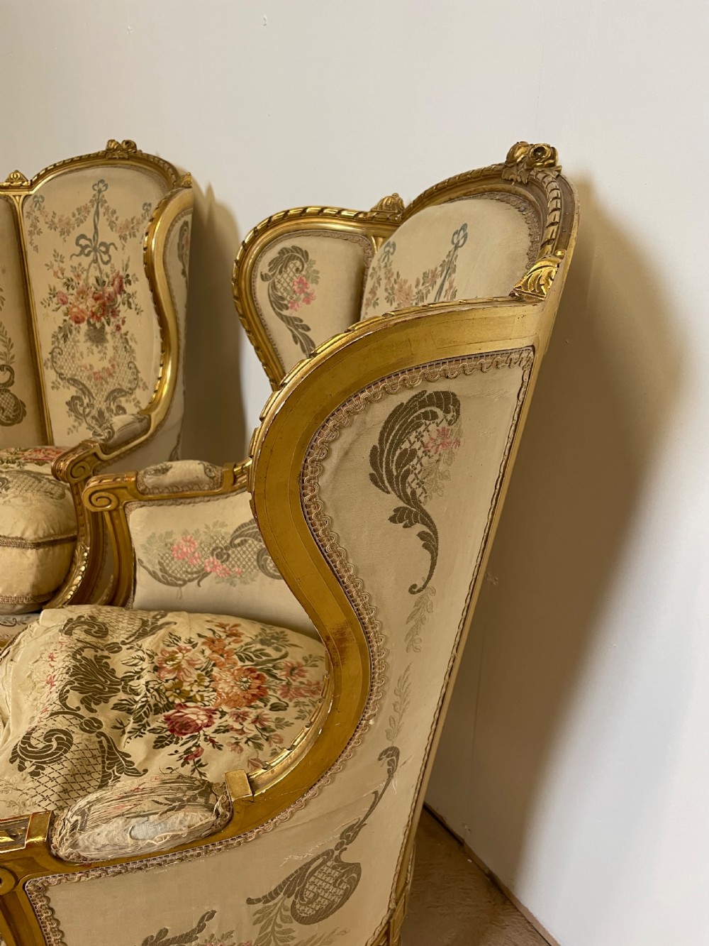 Pair of gilt wood fauteuils / arm chairs View VI