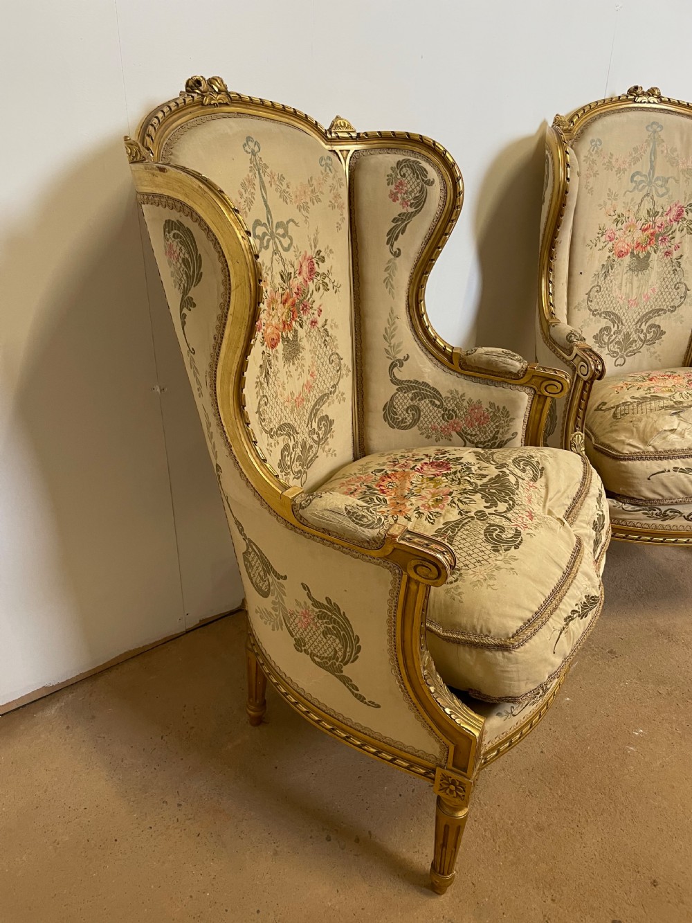 Pair of gilt wood fauteuils / arm chairs View VII
